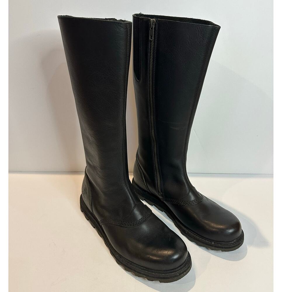 SOREL Scotia Knee High Leather Waterproof Boots Women's 8.5 Black Utility Style